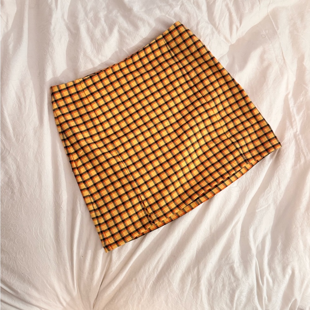 Plaid Yellow, Black & Red Women's Skirt